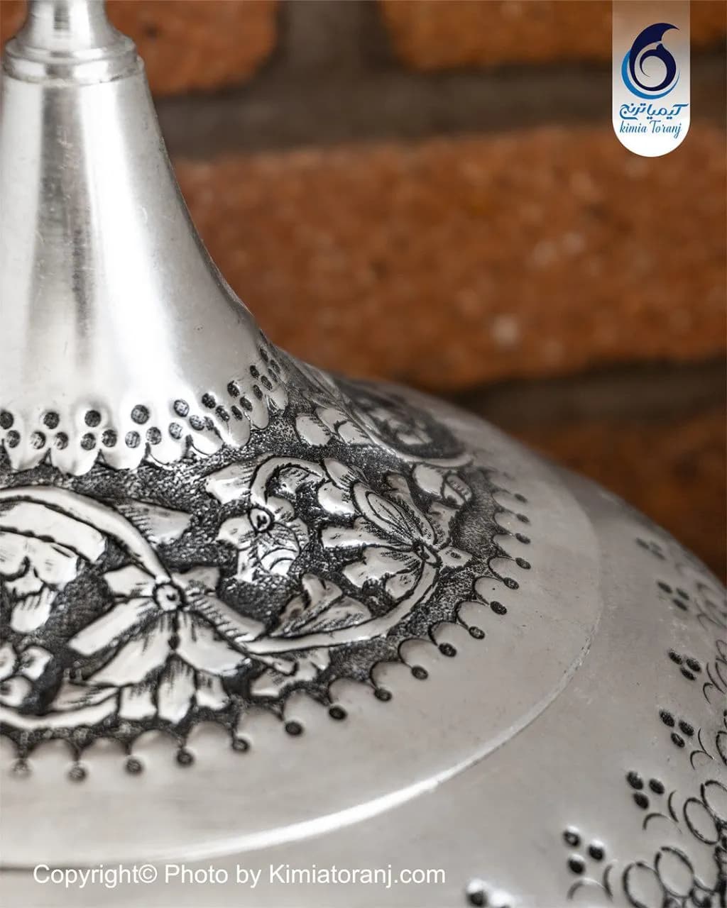 شکلات خوری عدسی شبه نقره قلم گل برجسته - 3