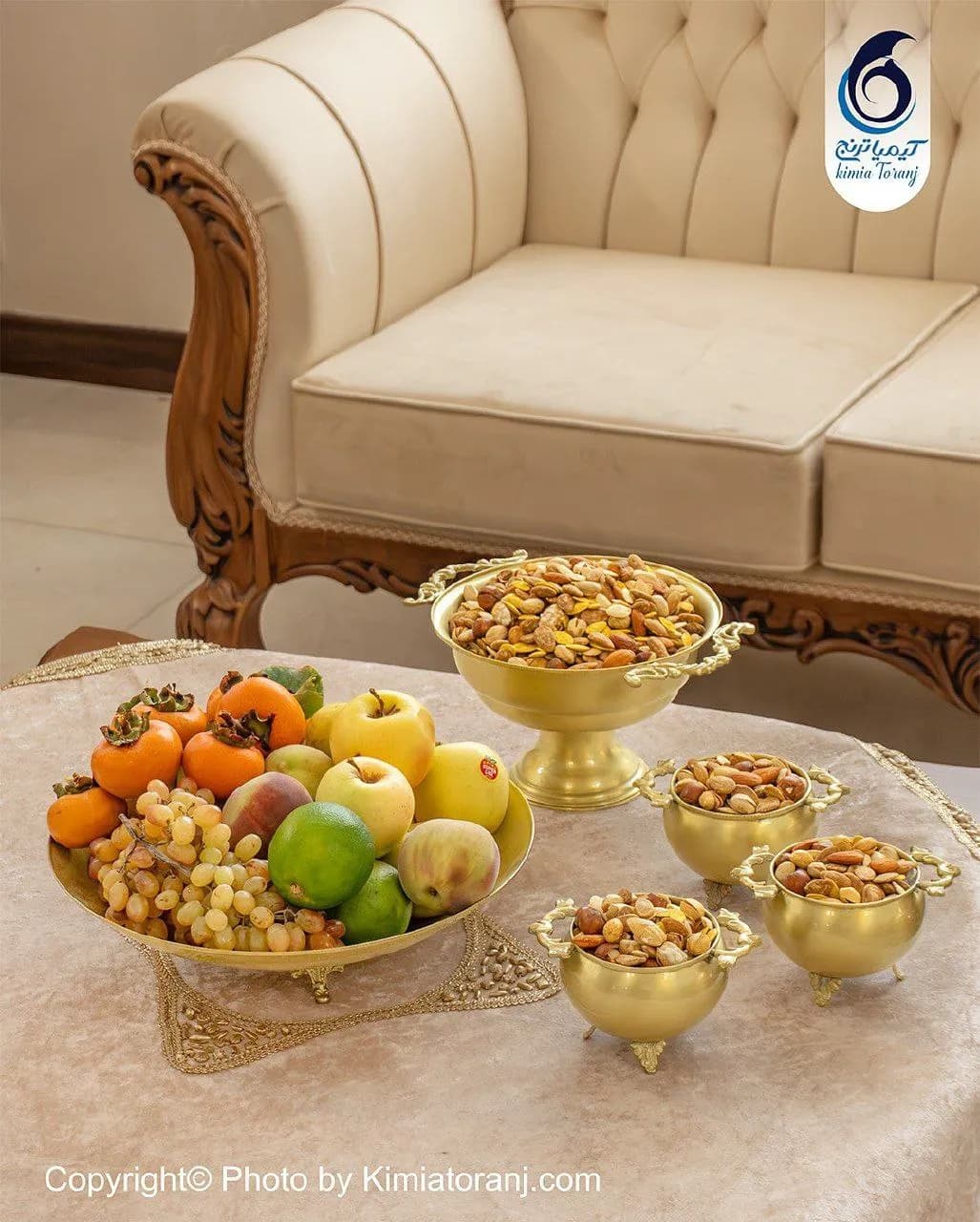 سرویس پذیرایی ساده  برنجی ضخیم - 2