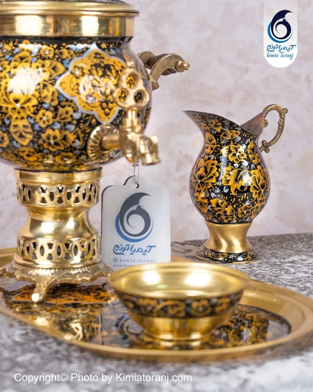 سرویس سماور زرینه ۱ لیتر توپی برنجی - 3