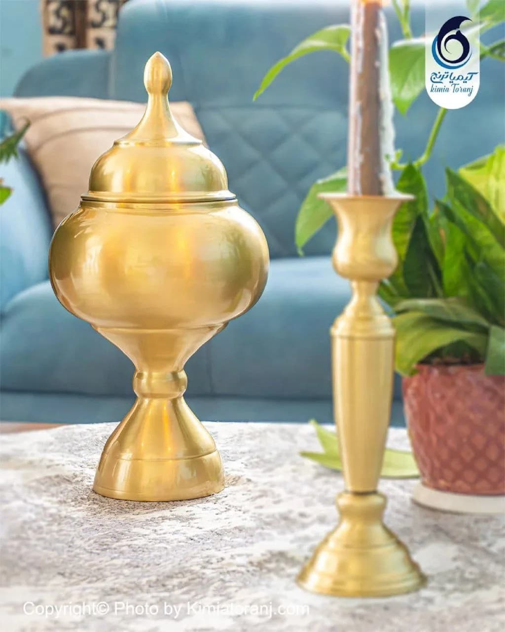 سرویس پذیرایی ساده  برنجی ضخیم - 4