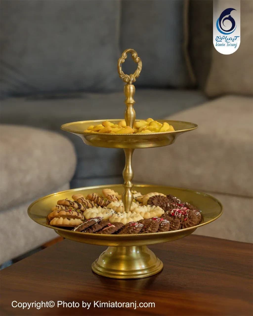 سرویس پذیرایی ساده  برنجی ضخیم - 4