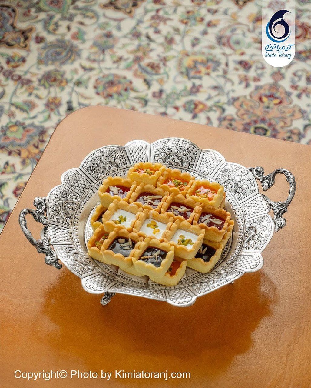 سرویس پذیرایی عروس برنجی ضخیم قلمزنی اسلیمی - 5