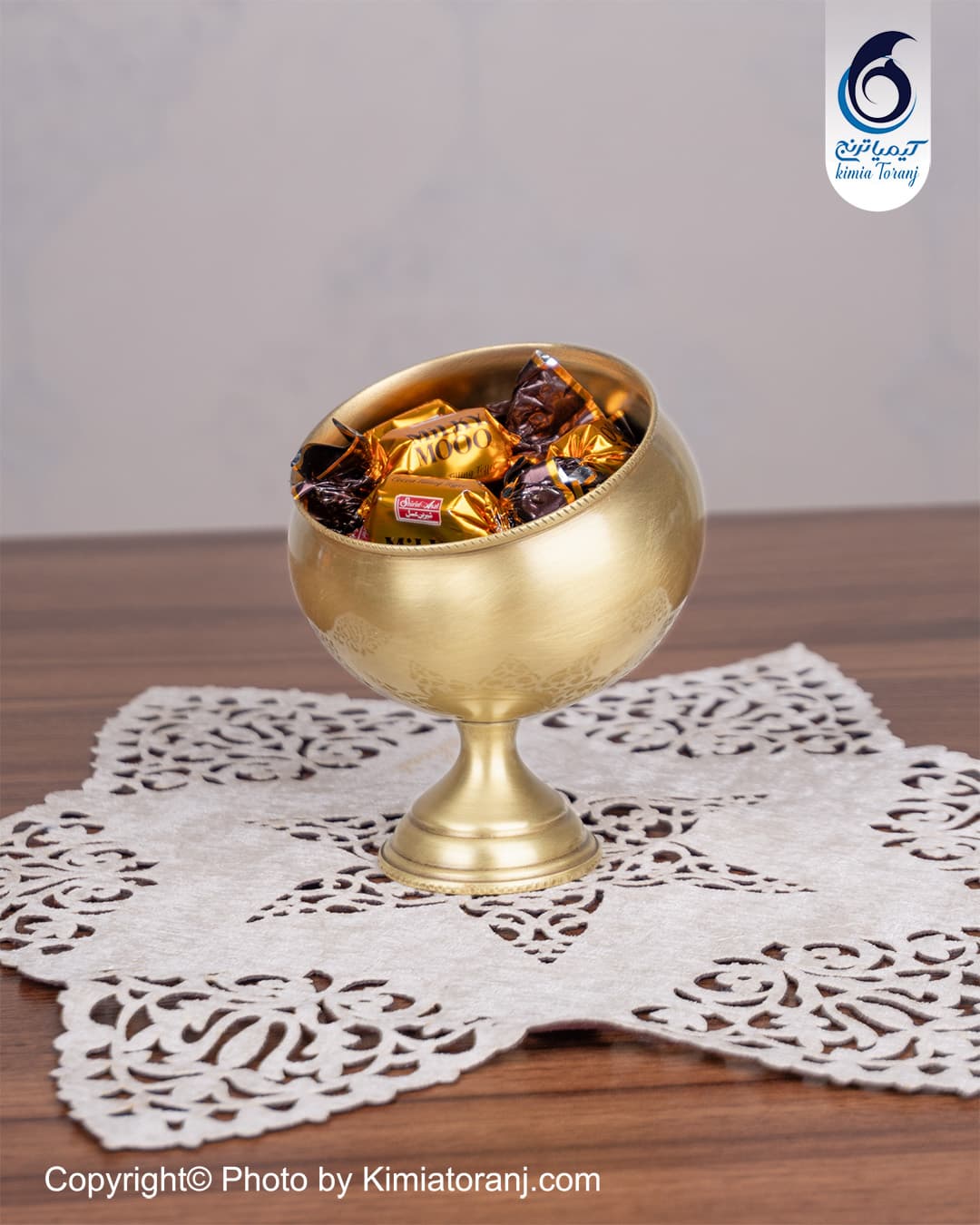 کاسه آجیل خوری کلاسیک تک پایه ساده برنجی