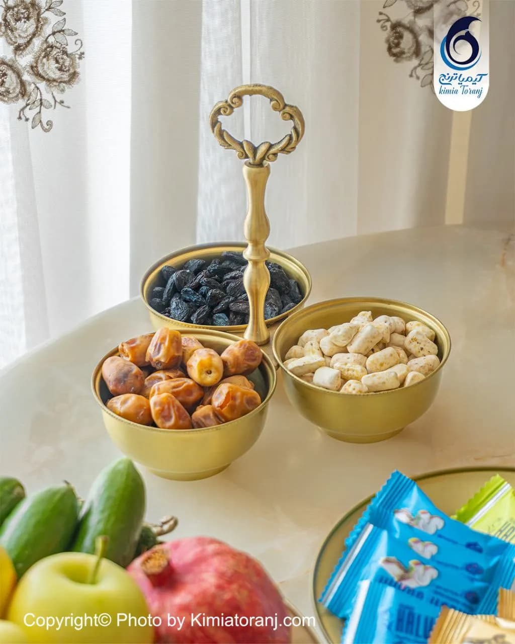 آجیل خوری سه قلو ساده سایز 2 برنجی