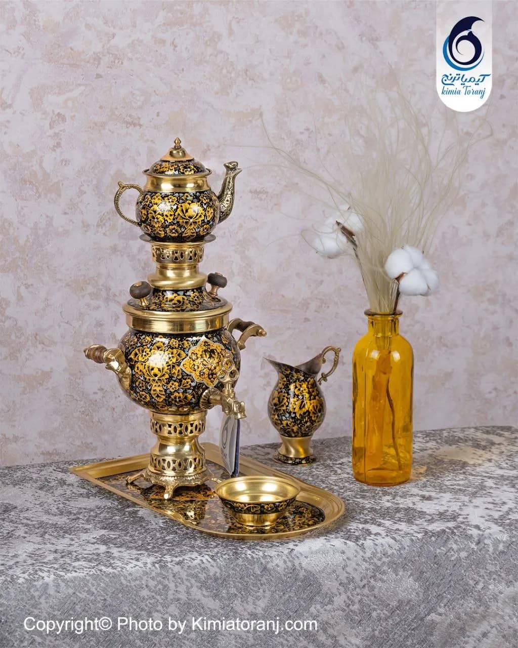 سرویس سماور زرینه ۱ لیتر توپی برنجی