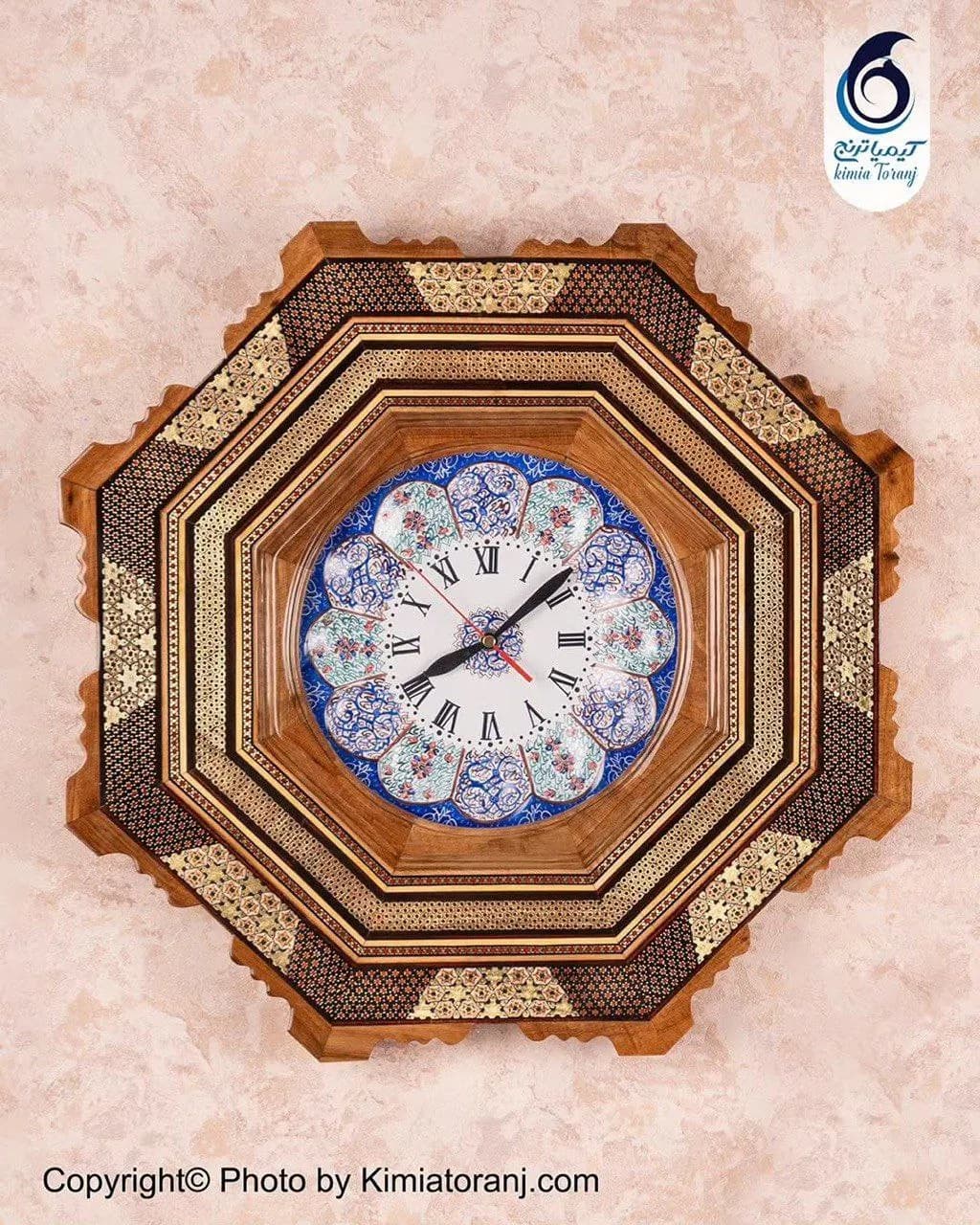ساعت خاتم کاری هشت ضلعی با صفحه مینا