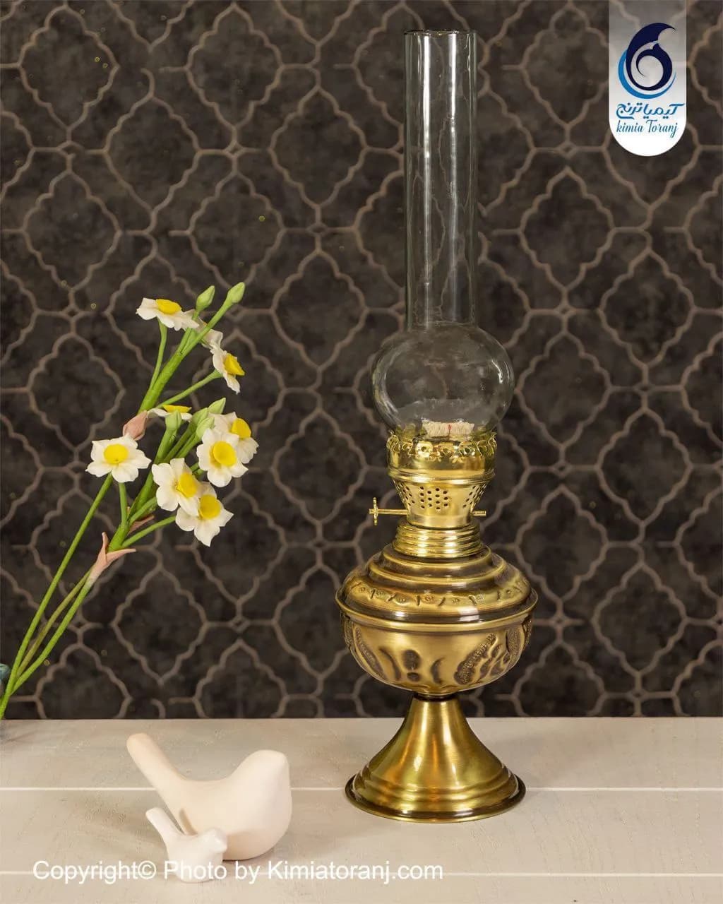 چراغ متوسط قلم زنی برنجی
