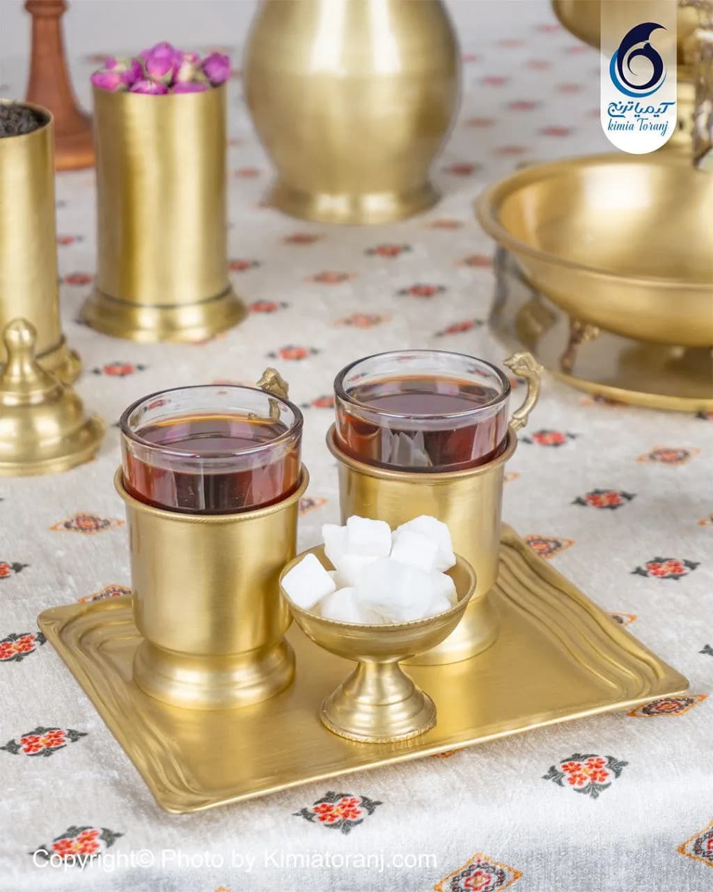 ست چایخوری دونفره ساده برنجی ضخیم