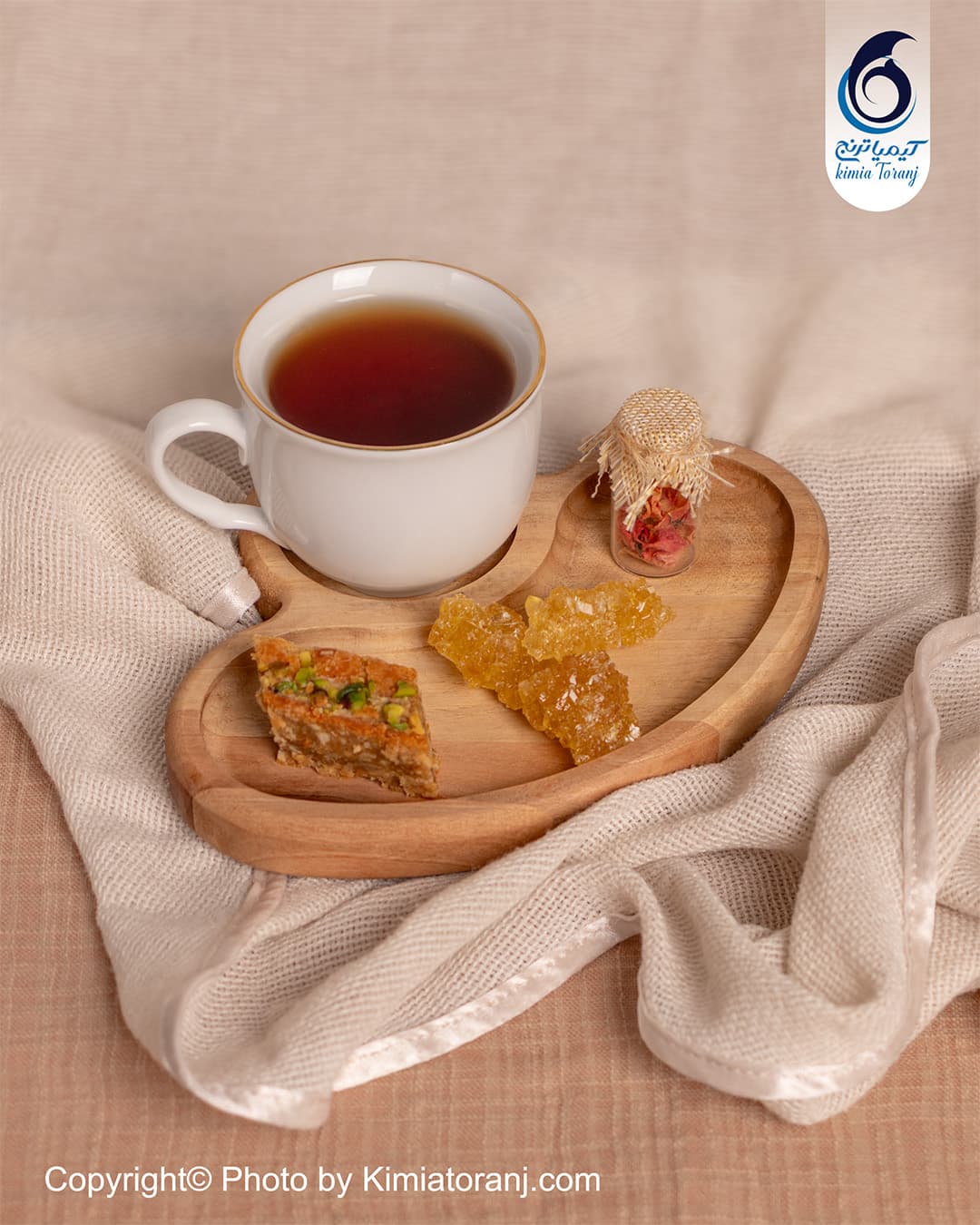 سینی چوبی ساده نیم دایره