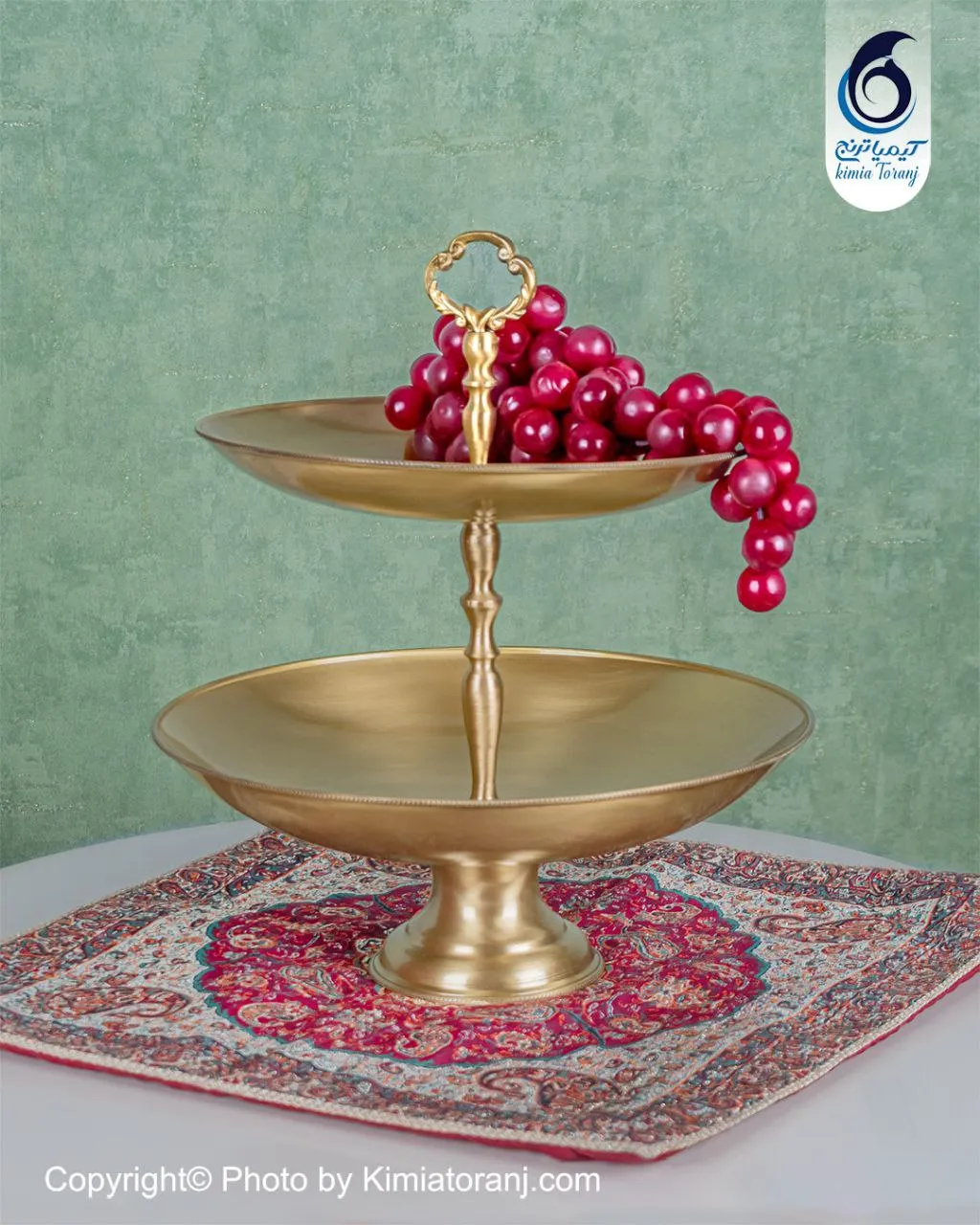میوه‌خوری برنجی دست‌ساز ایرانی با طراحی سنتی