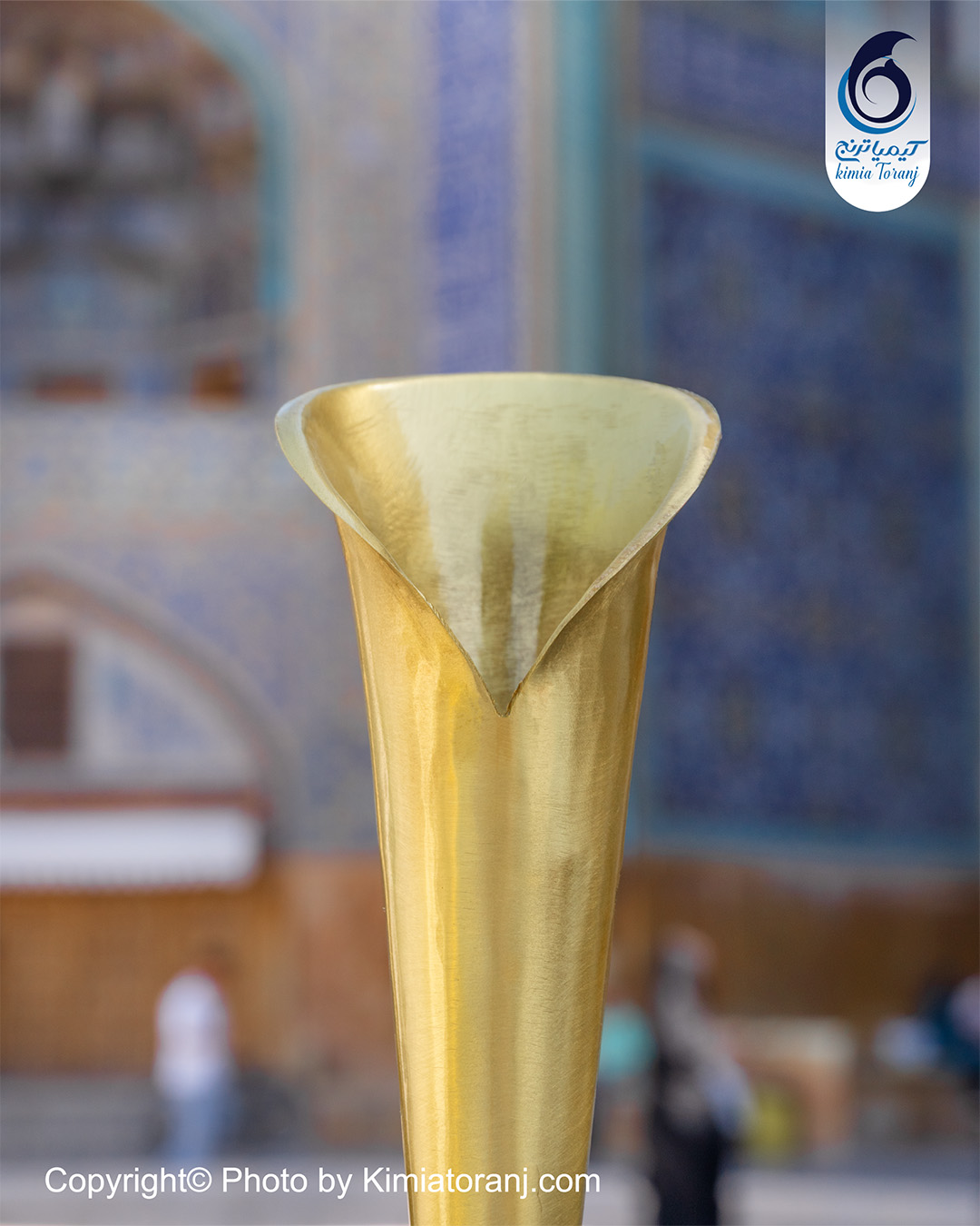 نمای دهانه گلدان شیپوری سایز ۱ برنجی