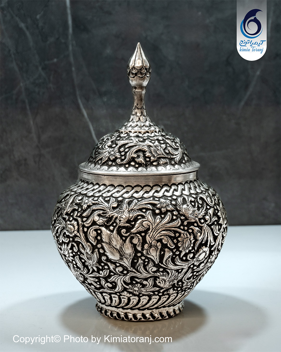 شکلاتخوری قلم زنی گل و مرغ  برجسته - 3