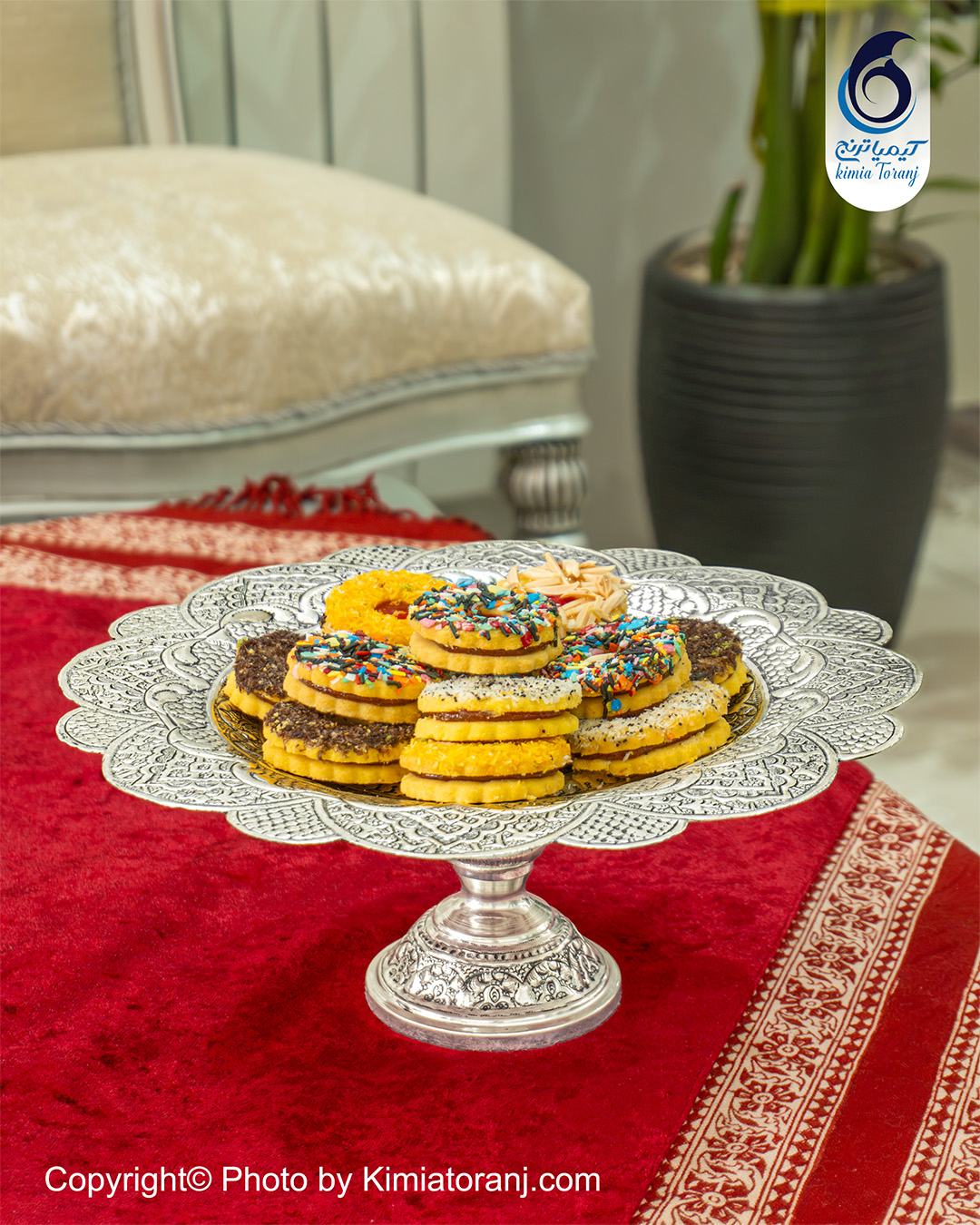 شیرینی خوری 28 تک پایه شبه نقره قلم اسلیمی